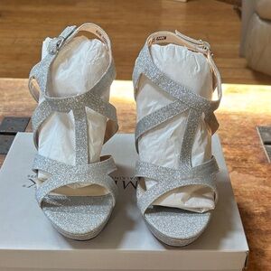 Benjamin Walk Silver Glitter Strappy Heels